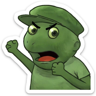 person crossing arms holding neck screaming face sticker