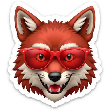 Evil Scary Red Wolf wearing sunglasses sticker