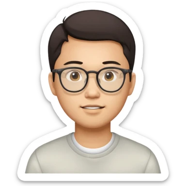 asian guy with glasses sticker