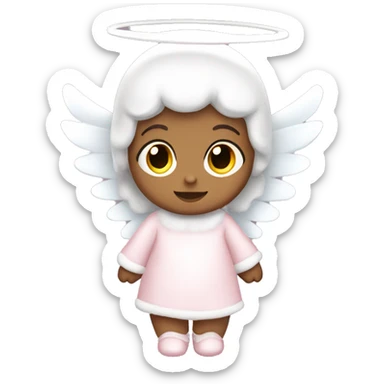 Christmas, white baby angel with light pink, snowy clothes, and bows  sticker