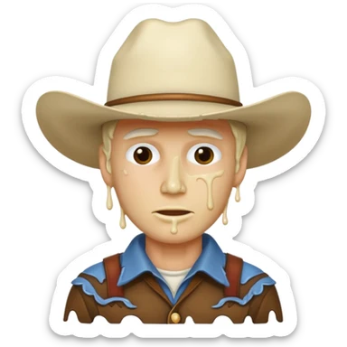 Cowboy with cream all over face and dripping sticker
