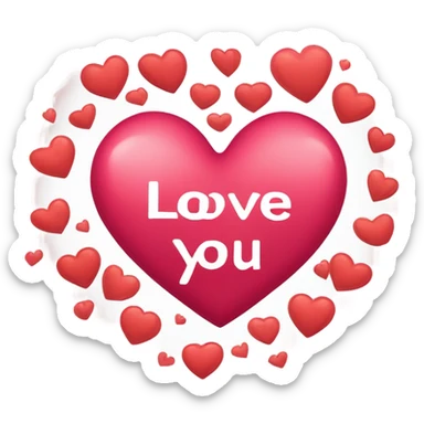 A big heart with little hearts around it saying love you sticker