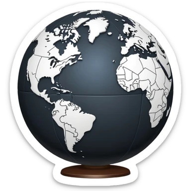 Black and white line work globe sticker