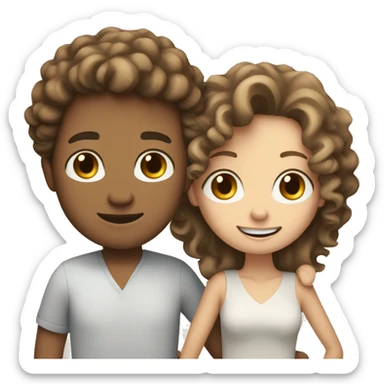 white Brown curly haired man and white brown hair woman hugging sticker