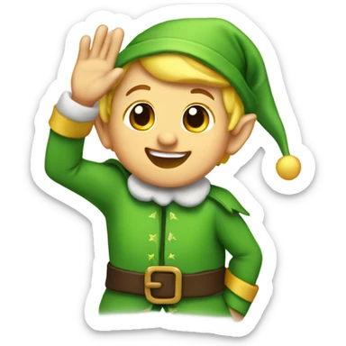 Happy Elf douche colors, waving sticker
