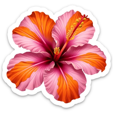 Pink and orange hibiscus flower sticker