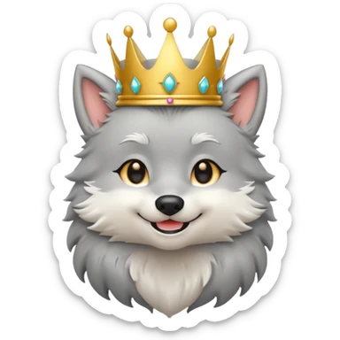 chibi wolf with crown sticker