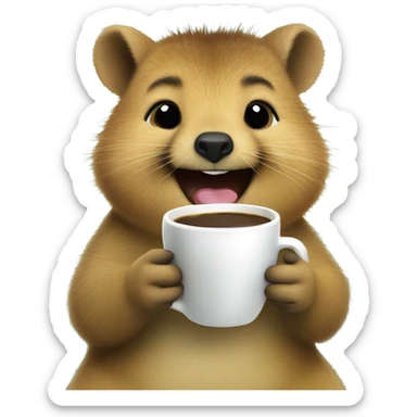 Happy Quokka drinking coffee sticker