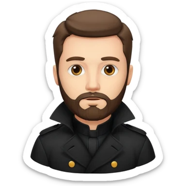bearded man in black in black trenchhcoat  sticker