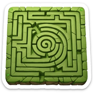 hazme un laberinto de piedra y el centro que sea un cuadrado de puro pasto sticker