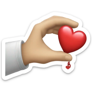 A white drawn hand holding a heart shaped hand grenade sticker