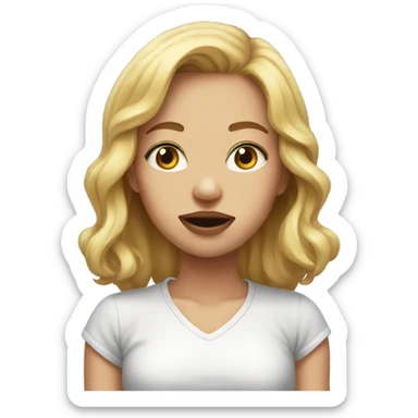 realistic portrait of girl mouth closed sticker