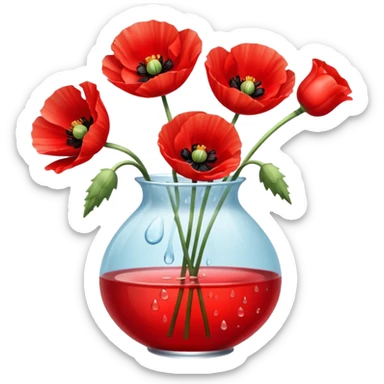 poppy flowers in a vase sticker
