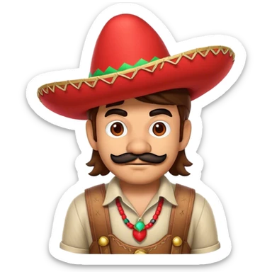 mexican mario bros with a red sombrero  sticker