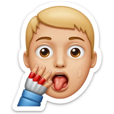 fingers inside mouth saliva sticker