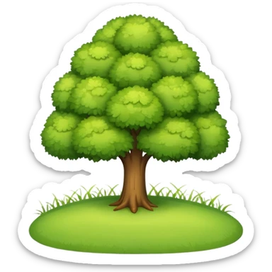 a grassy field with a single tree, emoji style sticker
