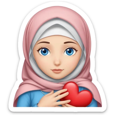 Turkish beautiful finish Konya girls blue eyes with hijab and heart dress and hugs  sticker