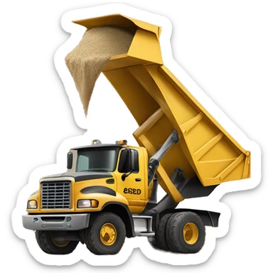 dump truck delivering sand sticker