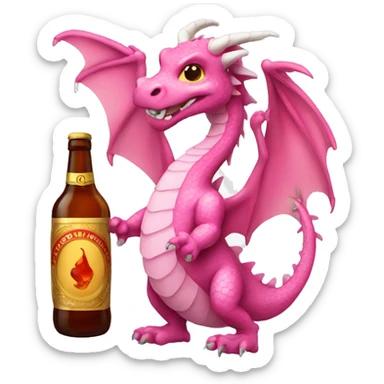 Pink dragon with alcohol  sticker