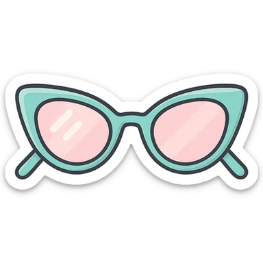 cat-eye eyeglasses with diopters, elegant frame, vector look with shadows and highlights, detailed shading, pastel palette, Japanese pop art, sticker look, highly detailed sticker