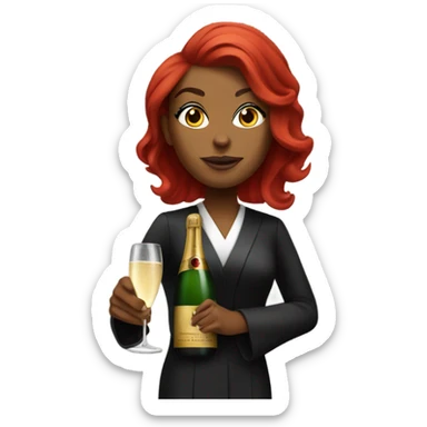 Black female red haired Judge with Champagne  sticker
