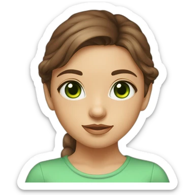 Chaton avec une fille metisse brune avec les yeux vert sticker