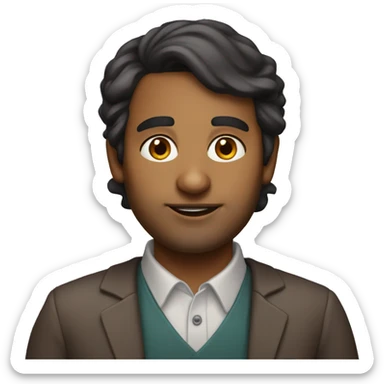 a brown indian science teacher 32 years old with less hair and thick eyebrows sticker