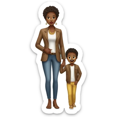 african american mom luxurious expensive clothes with son wearing poor clothes sticker