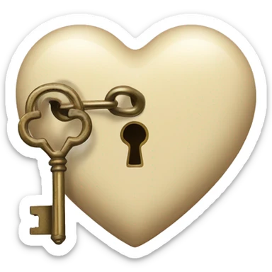 vintage beige heart-shaped lock and key sticker