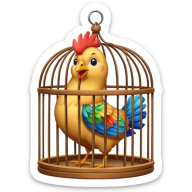 Chicken in a birdcage sticker