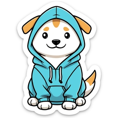 Dog wearing a hoodie sticker