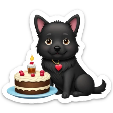 Tea and cake black dog sticker
