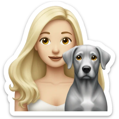 Blonde girl with a silver lab sticker