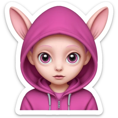Aliens Pink, hoodie, cute big eyes, big ears sticker