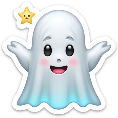 ghost kawai star white sticker