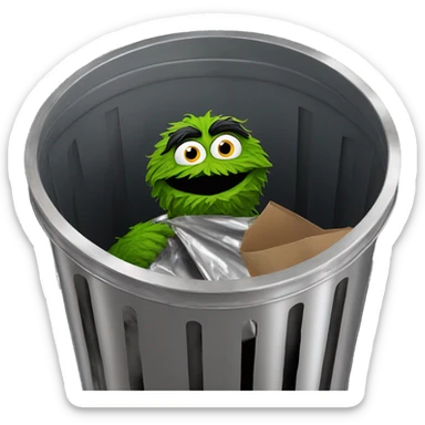 oscar the grouch inside metal trash can sticker