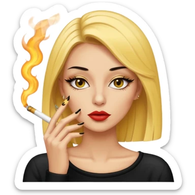 Baddie smoking yellow face with lashes and nails  sticker