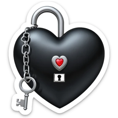 goth heart with a gothic heart lock and key sticker
