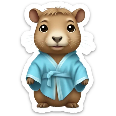 baby capybara in light blue robe full body sticker