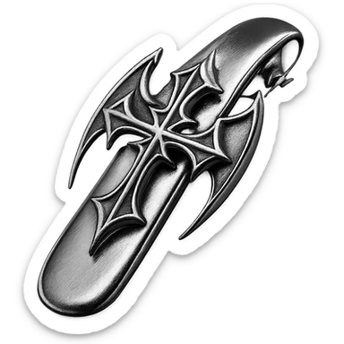 gothic hair clip, metallic shine, reflective, futuristic gothic details, black and magenta sticker