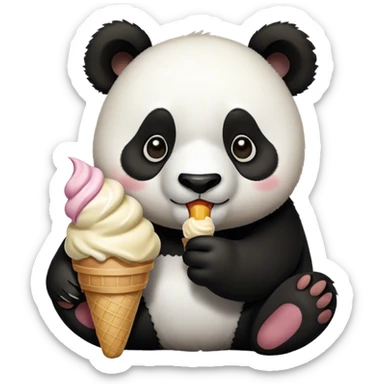 Panda eating ice créame sticker