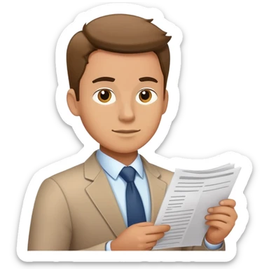 male office worker reviewing paperwork sticker