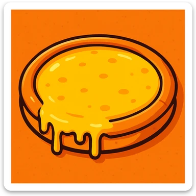 a pizza with only cheese, no toppings, fun and appealing style sticker