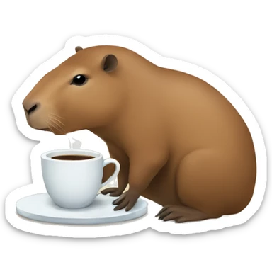 capybara drinking coffee  sticker