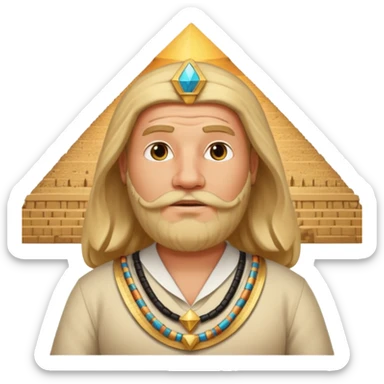 fat male blond long hair agent with three-day-beard in egypt with pyramid. sticker
