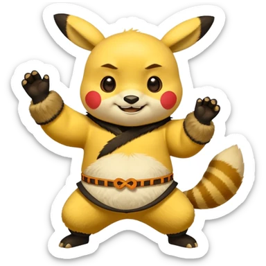 Pickachu with Kung fu panda po sticker