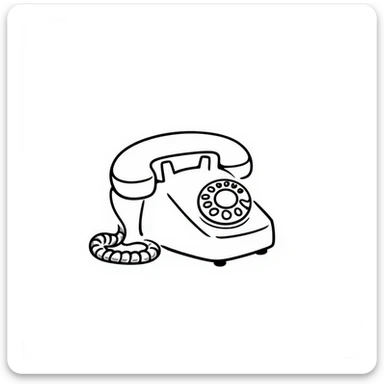 A simple hand-drawn corded telephone with handset and curly cord sticker