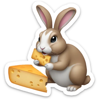 Rabbit eating bread and cheese sticker