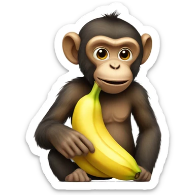 Monkey with a banana sticker