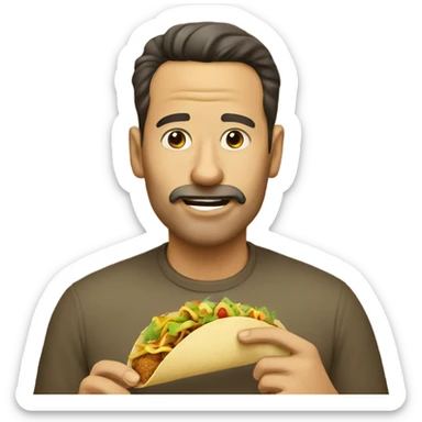 man eating taco sticker
